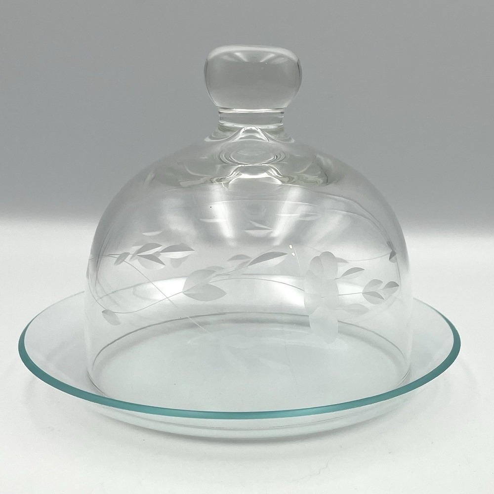 Vintage Princess House Heritage Glass Cheese Butter Cake‎ Cover Dome W/ Plate 6"